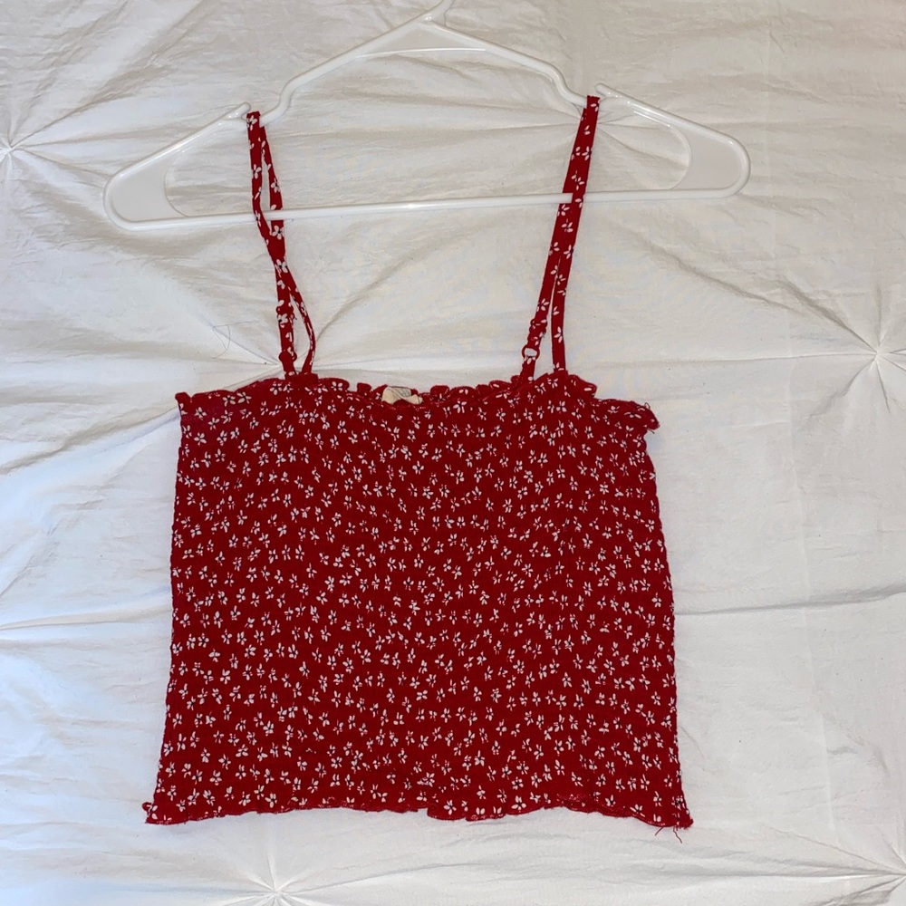 red and flowered top